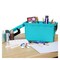 Stackable Craft Storage Box with Handle, Locking Art Supply Box, Plastic Storage Containers with Lids, Craft Organizer Box, Teal